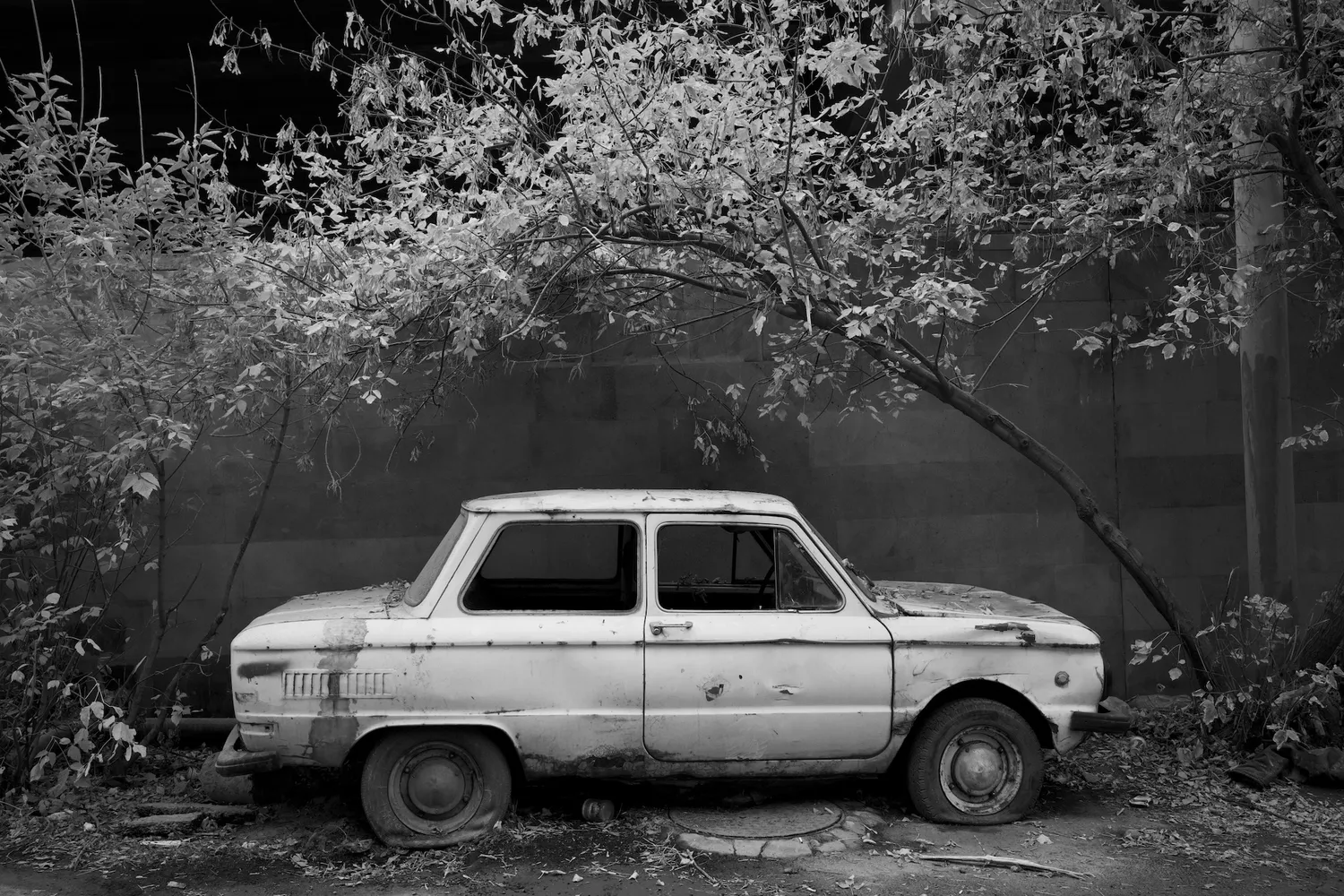 A car carcass in the right place – Yerevan