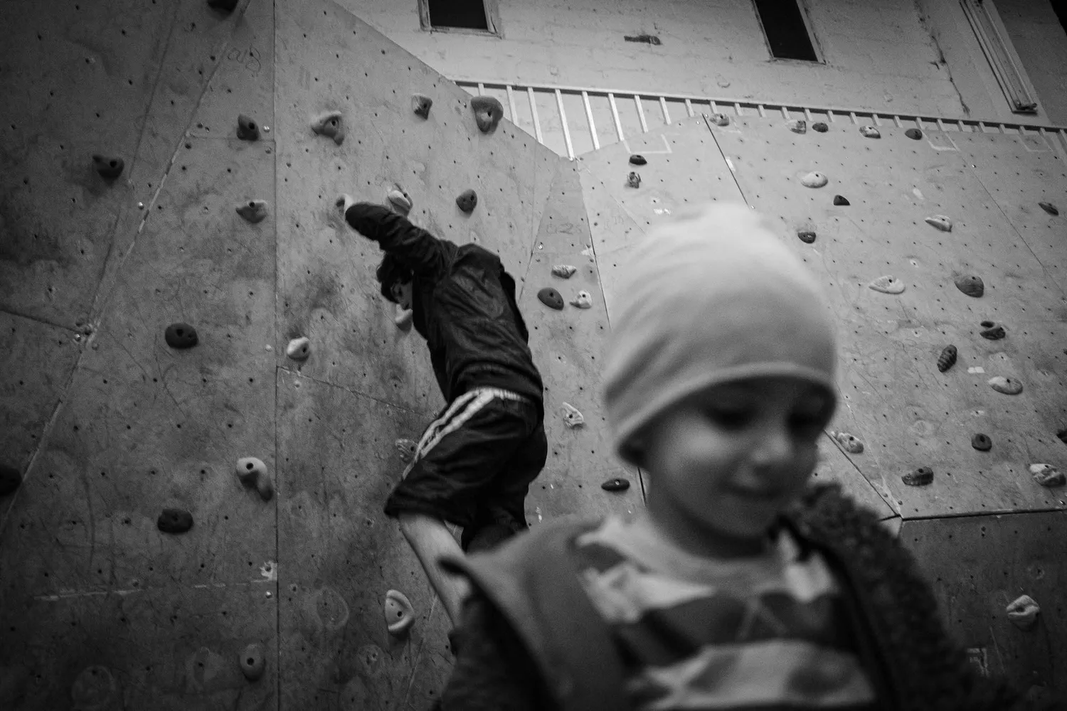 Artsakh displaced people playing in a makeshift gym