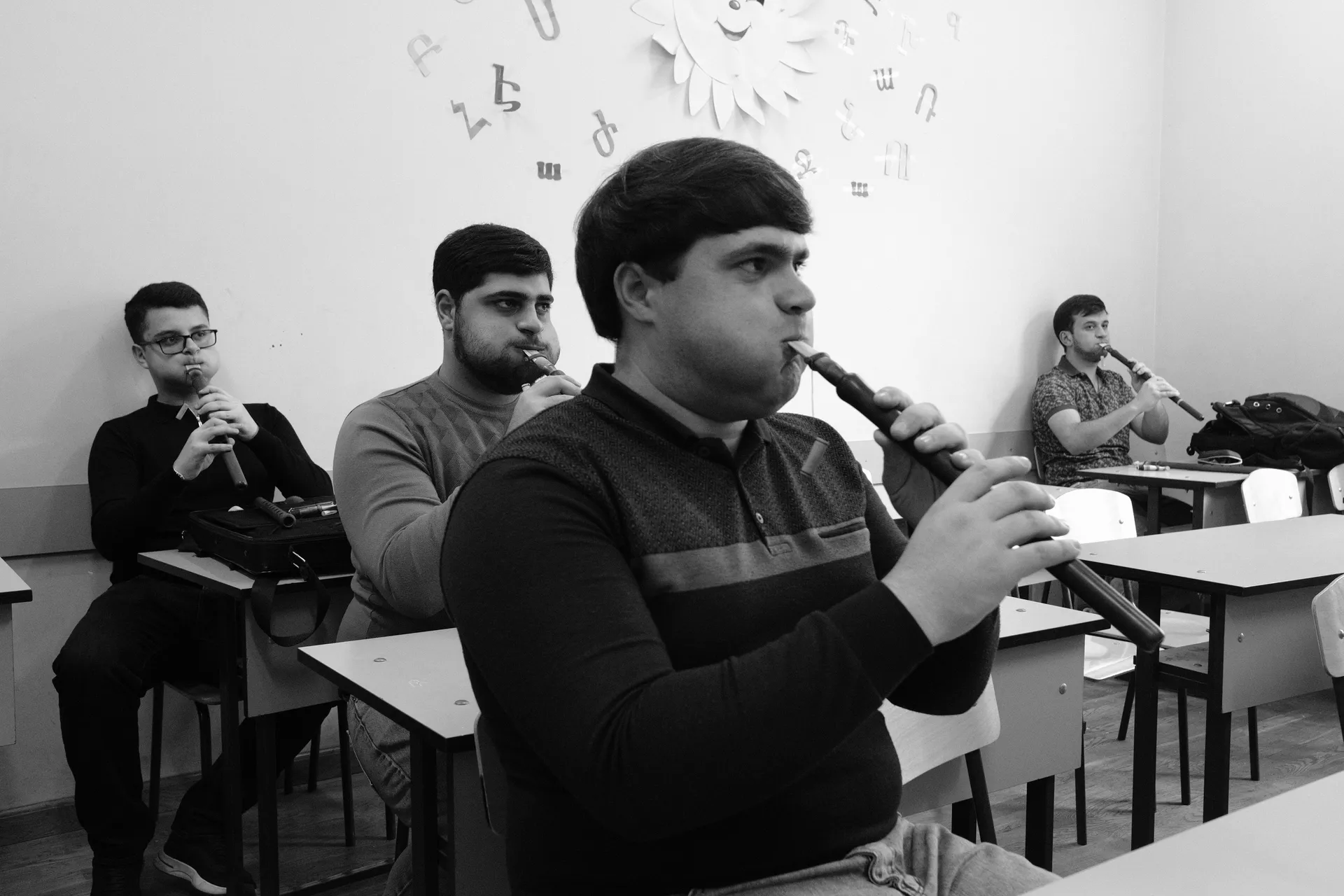 Boys studying the Duduk, the Armenian national instrument